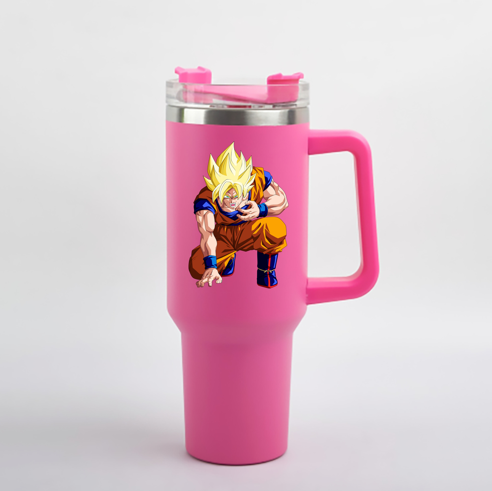 （画像用） ドラゴンボール 孫悟空（そん ごくう）Son Goku カカロット DRAGON BALL Kakarotto 1200mL車用タンブラー - クリスタルステッカー（プラスチックストロー付き）